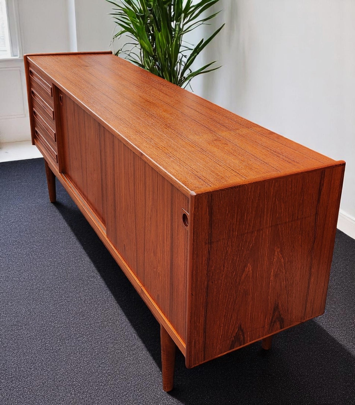 REFINISHED Danish MCM Teak Sideboard by Johannes Andersen for Uldum 79"