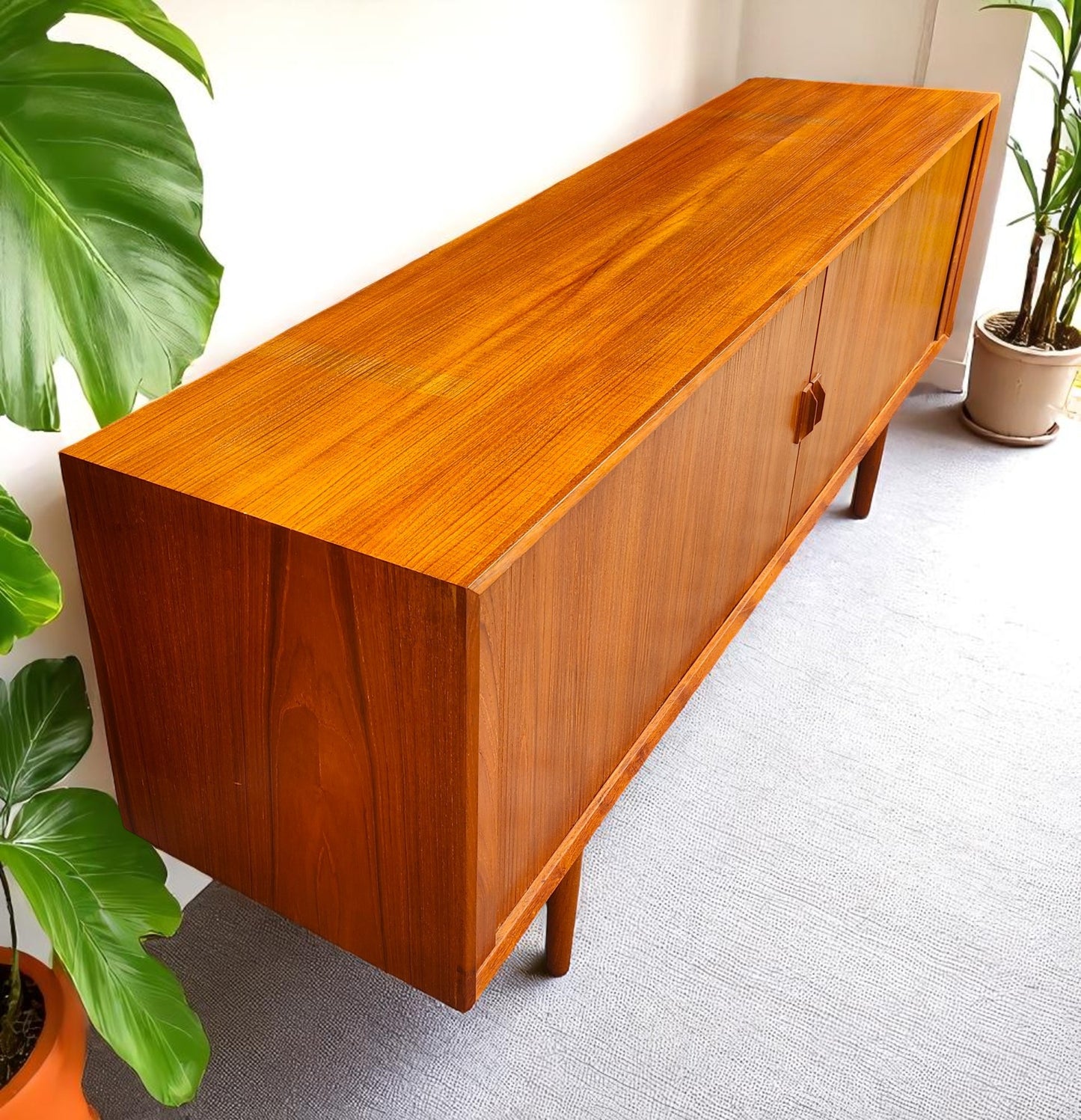 RESTORED Danish MCM Teak Tambour Credenza by Svend Aage Larsen for Faarup