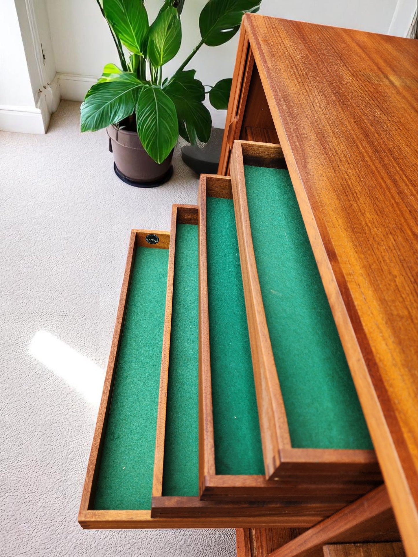 RESTORED Danish MCM Teak Tambour Credenza by Svend Aage Larsen for Faarup