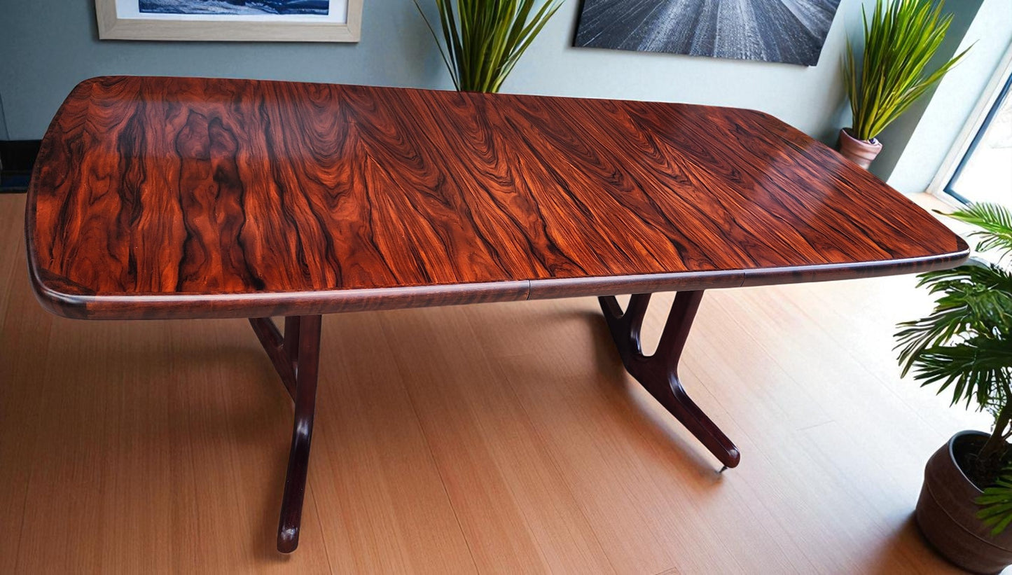 Danish Mid Century Modern Rosewood Table Self storing, 65"-104.5"