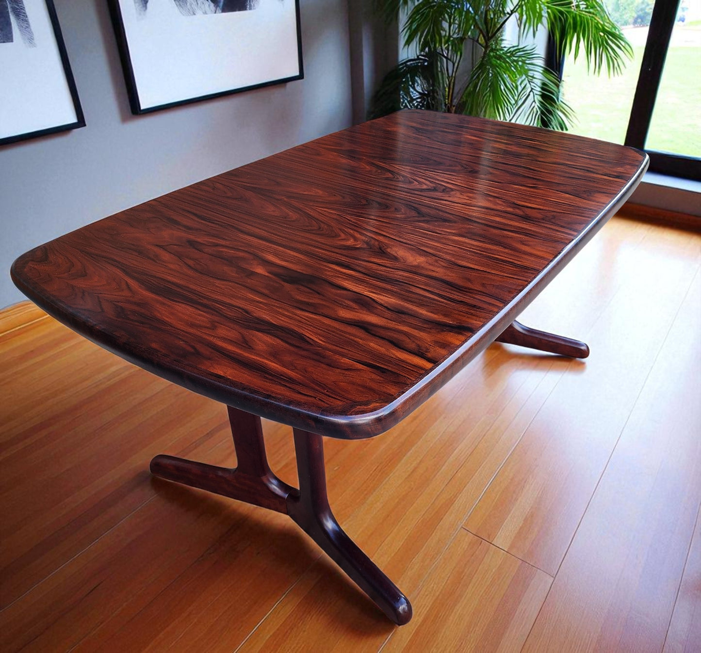 Danish Mid Century Modern Rosewood Table Self storing, 65"-104.5"
