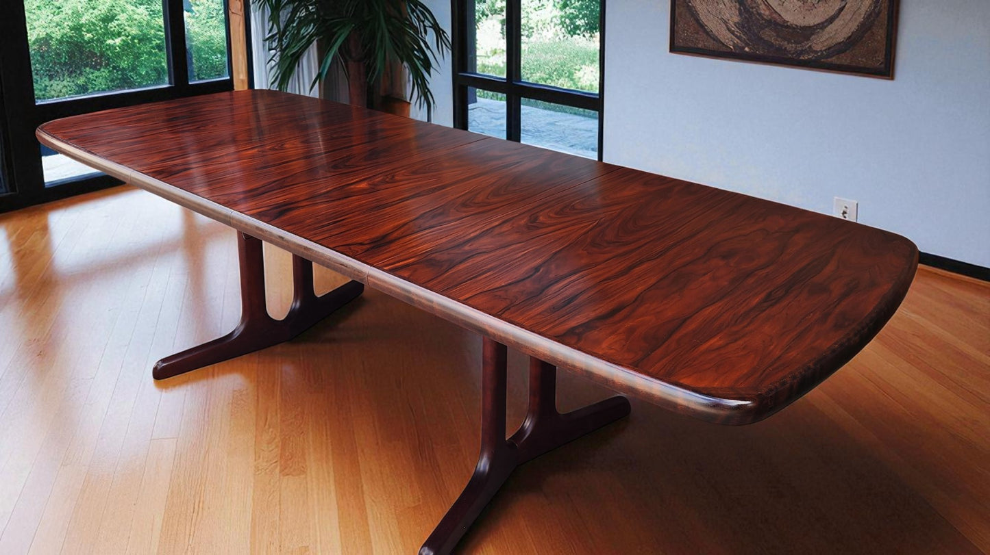 Danish Mid Century Modern Rosewood Table Self storing, 65"-104.5"