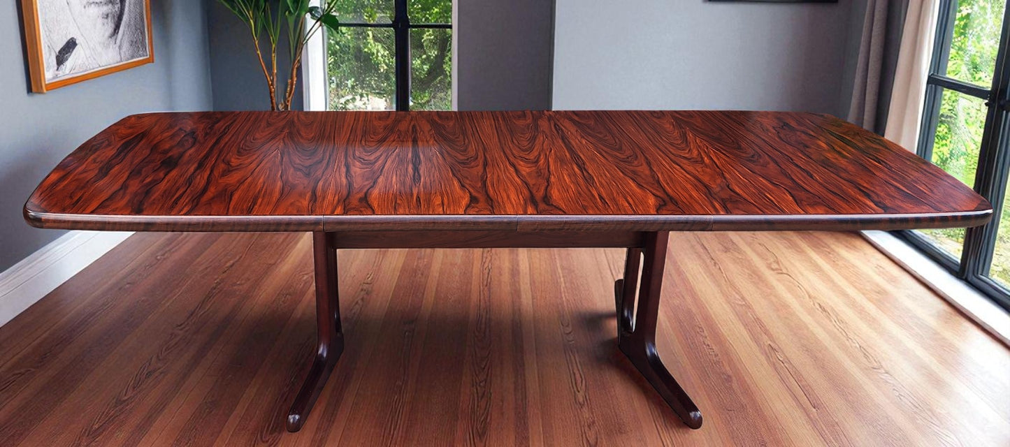 Danish Mid Century Modern Rosewood Table Self storing, 65"-104.5"