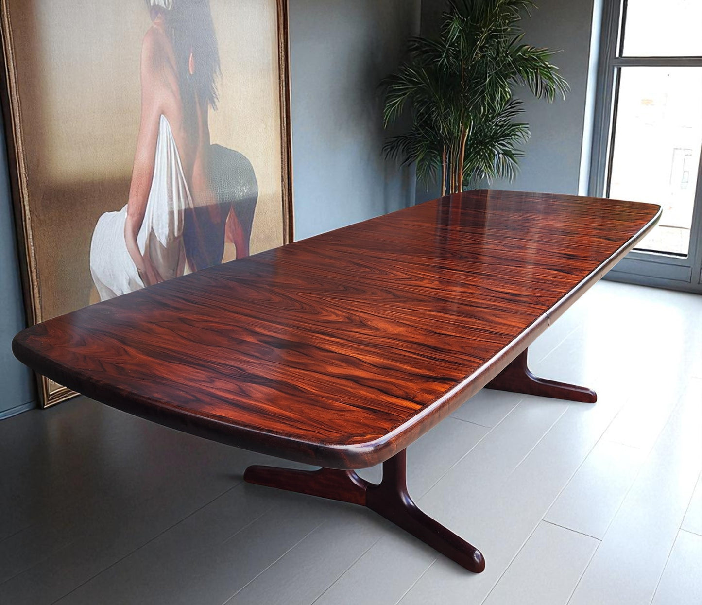 Danish Mid Century Modern Rosewood Table Self storing, 65"-104.5"
