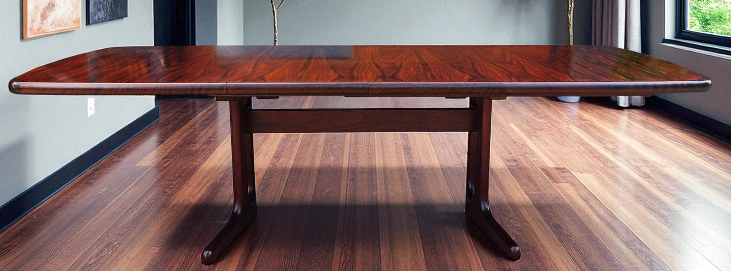 Danish Mid Century Modern Rosewood Table Self storing, 65"-104.5"