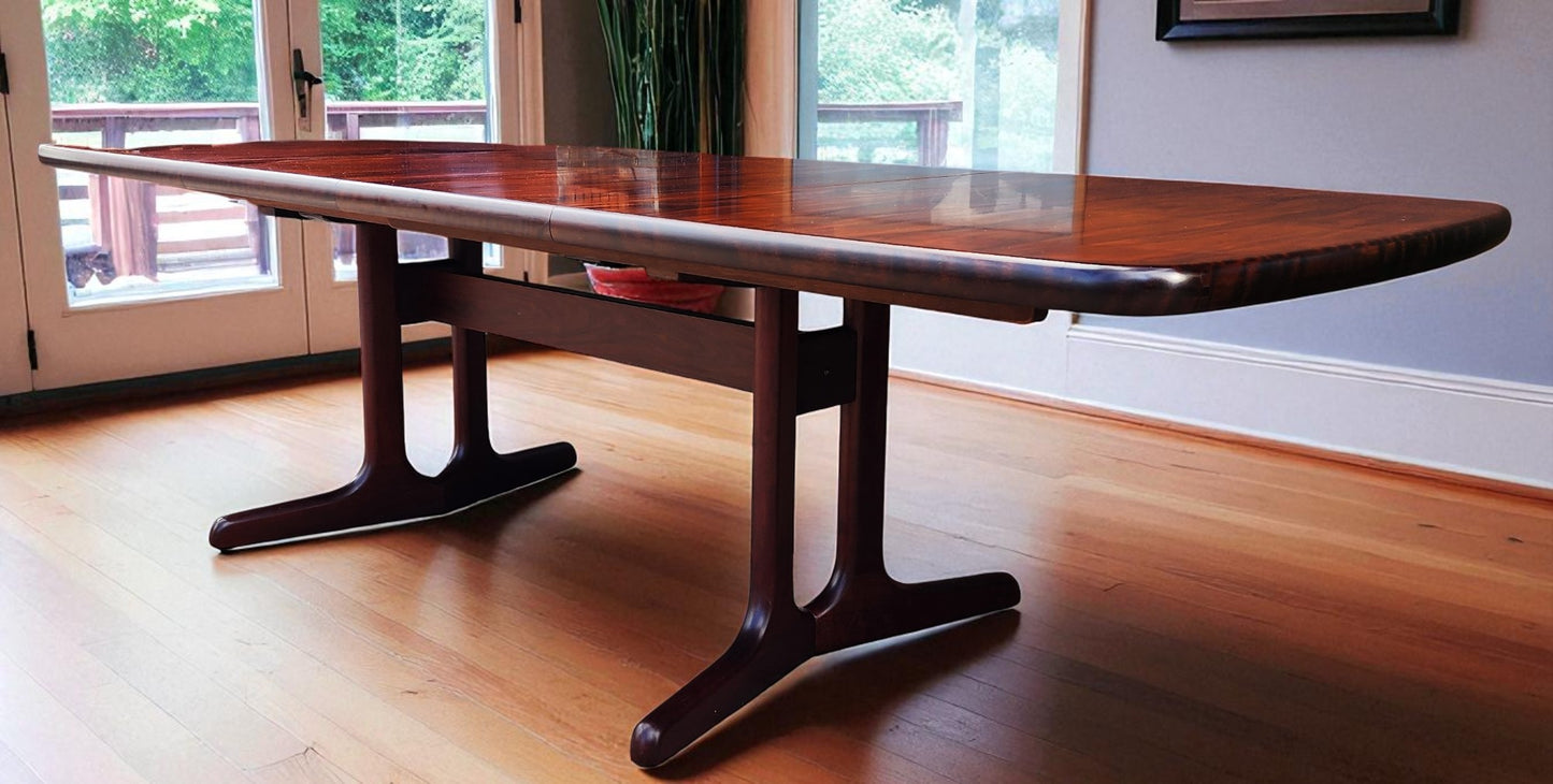 Danish Mid Century Modern Rosewood Table Self storing, 65"-104.5"