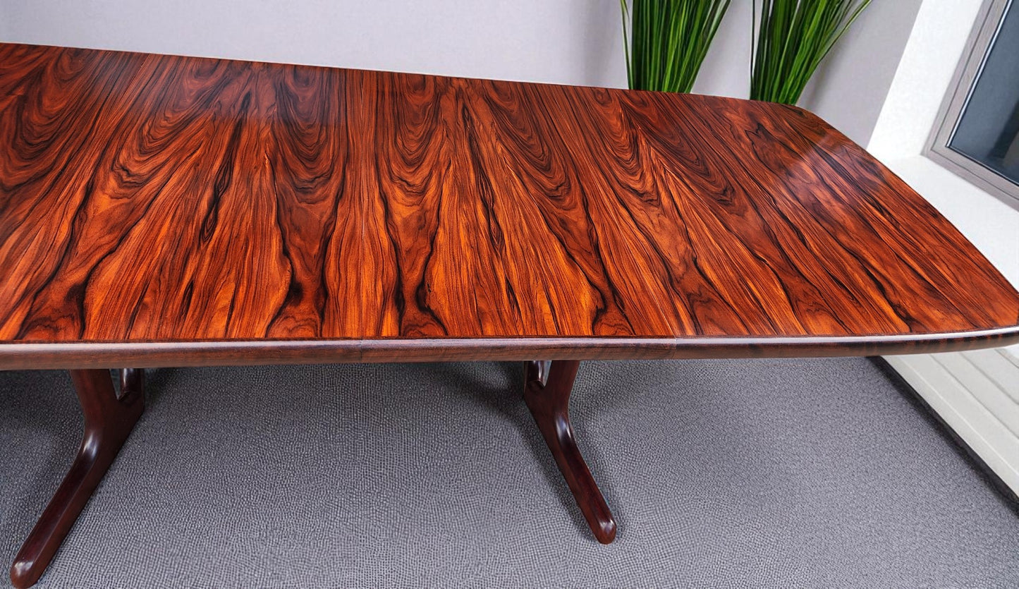 Danish Mid Century Modern Rosewood Table Self storing, 65"-104.5"