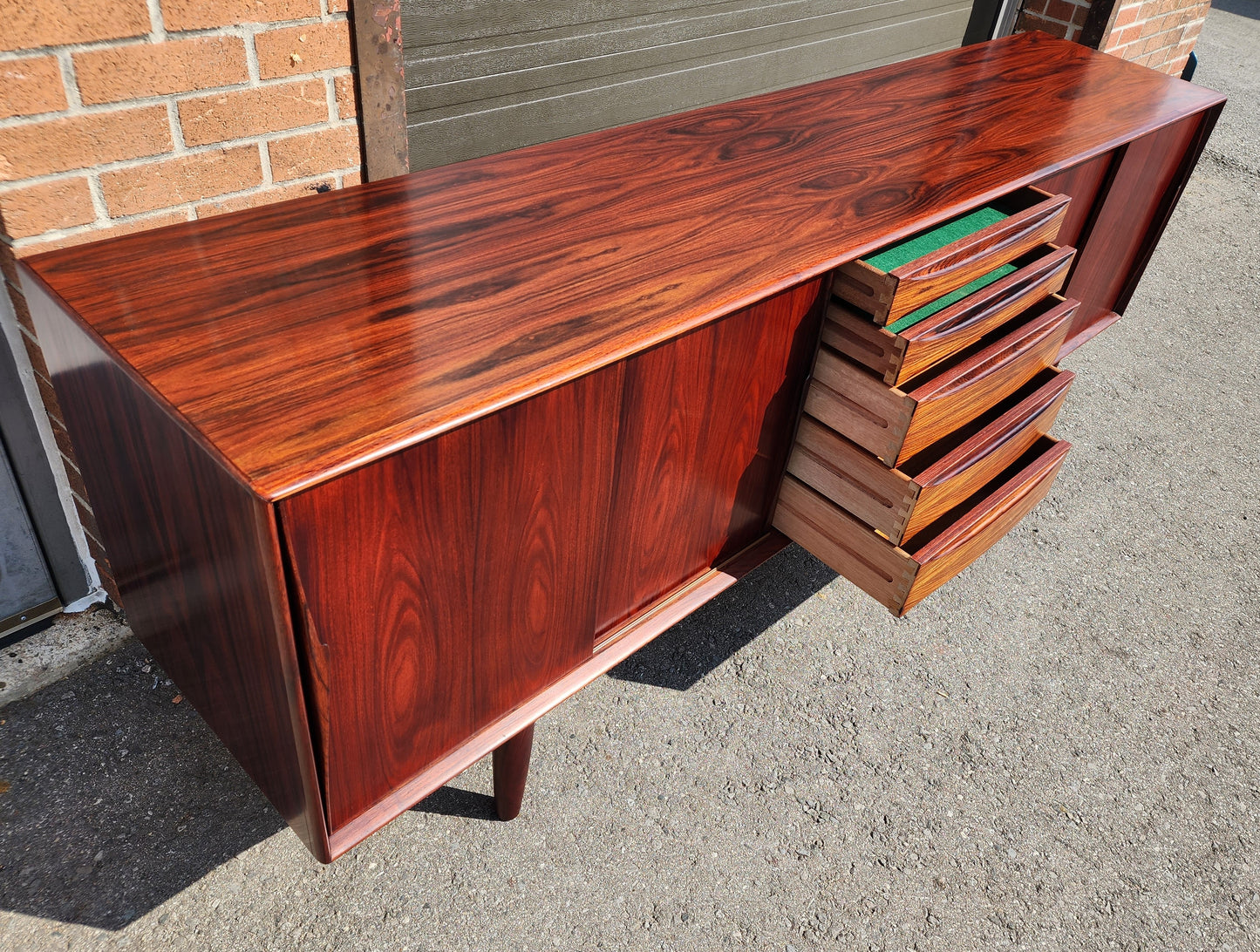 RESTORED Danish Mid Century Modern Rosewood Sideboard by Arne Vodder for Skovby 86.5"