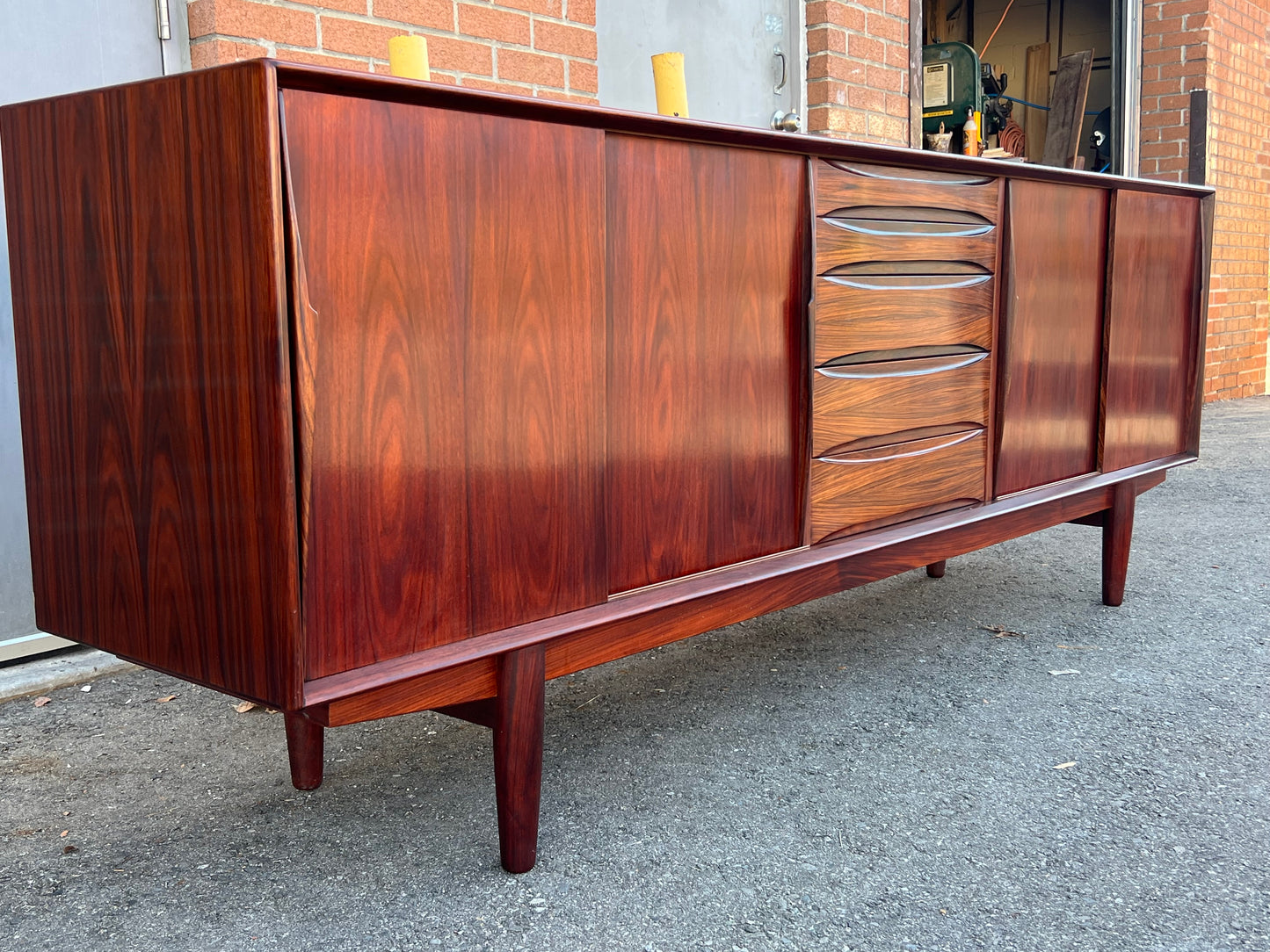 RESTORED Danish Mid Century Modern Rosewood Sideboard by Arne Vodder for Skovby 86.5"