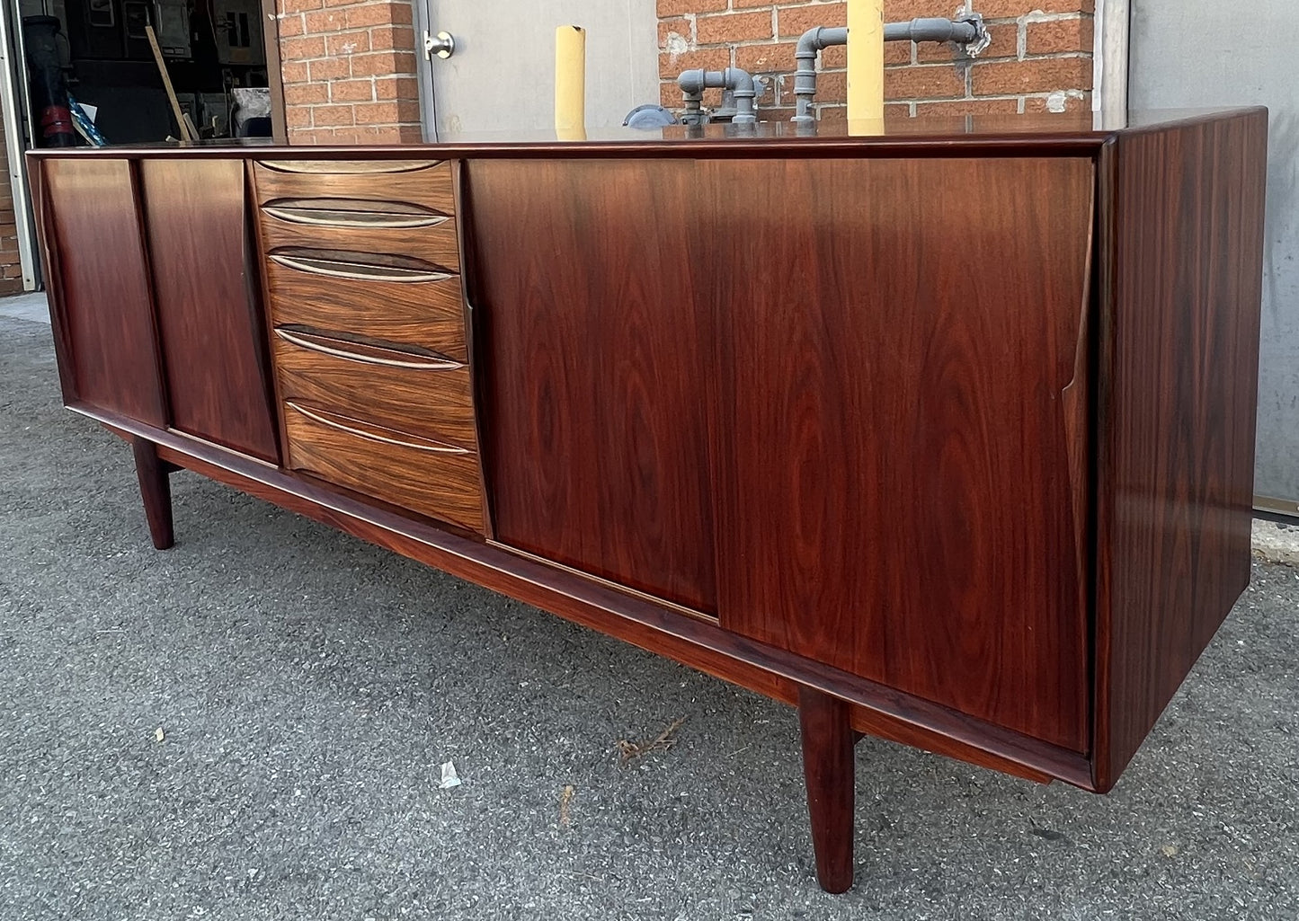 RESTORED Danish Mid Century Modern Rosewood Sideboard by Arne Vodder for Skovby 86.5"