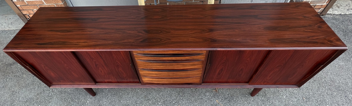 RESTORED Danish Mid Century Modern Rosewood Sideboard by Arne Vodder for Skovby 86.5"