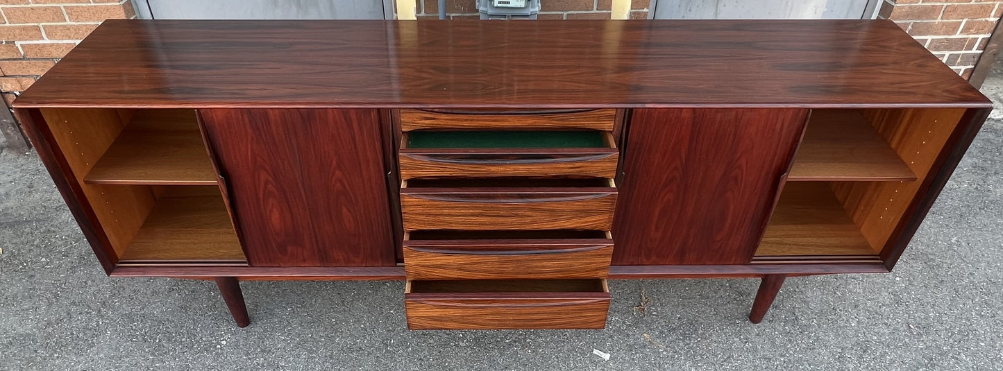 RESTORED Danish Mid Century Modern Rosewood Sideboard by Arne Vodder for Skovby 86.5"