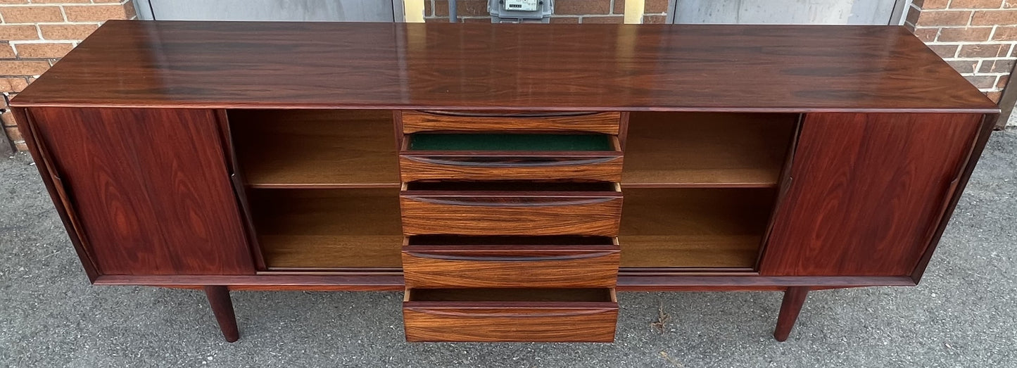 RESTORED Danish Mid Century Modern Rosewood Sideboard by Arne Vodder for Skovby 86.5"