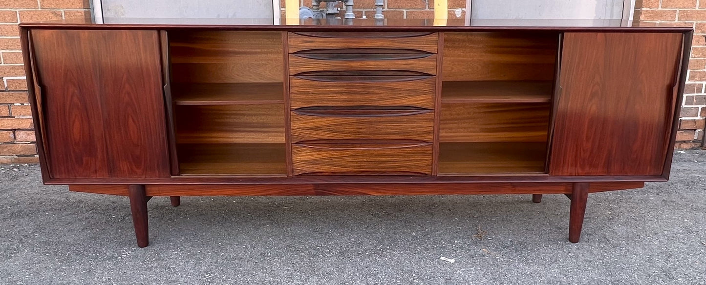 RESTORED Danish Mid Century Modern Rosewood Sideboard by Arne Vodder for Skovby 86.5"
