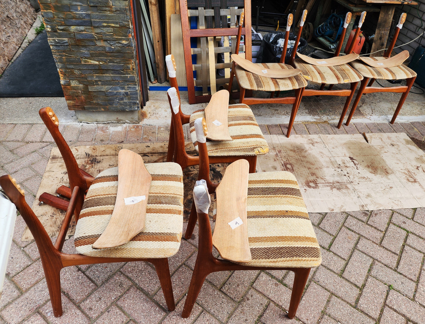 6 RESTORED Danish MCM Teak Chairs by Schønning & Elgaard, will be REUPHOLSTERED