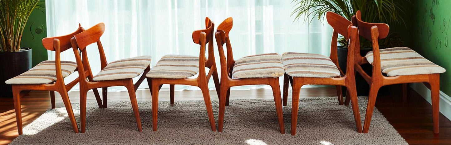 6 RESTORED Danish MCM Teak Chairs by Schønning & Elgaard, will be REUPHOLSTERED