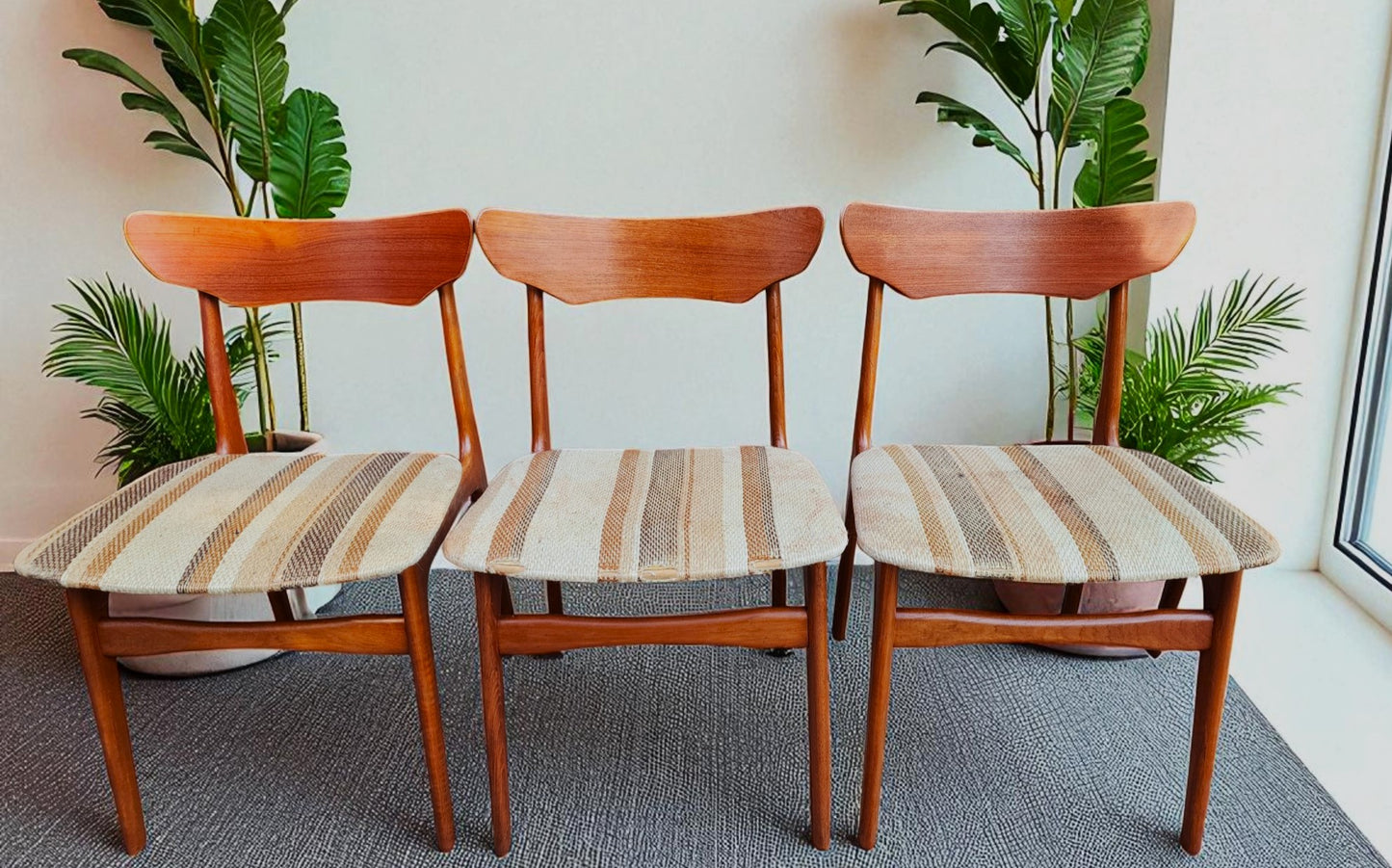 6 RESTORED Danish MCM Teak Chairs by Schønning & Elgaard, will be REUPHOLSTERED