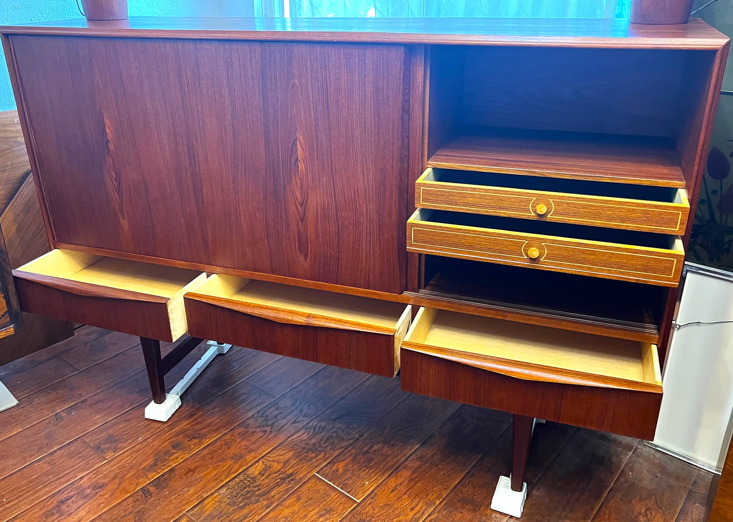REFINISHED Danish Mid Century Modern Teak Highboard by EW Bach 65.5"