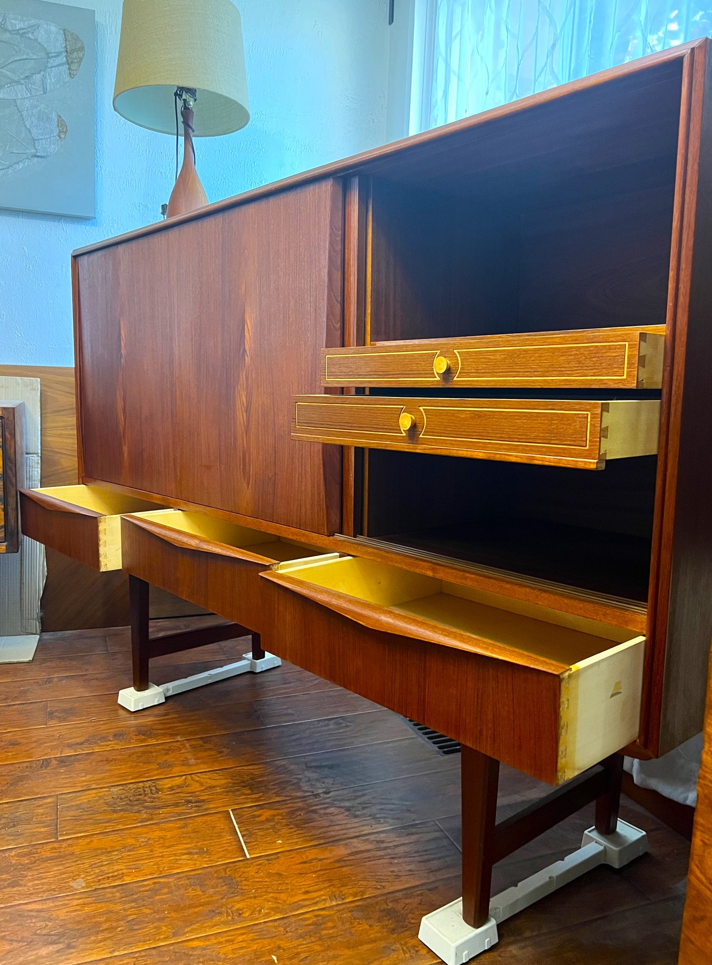 REFINISHED Danish Mid Century Modern Teak Highboard by EW Bach 65.5"