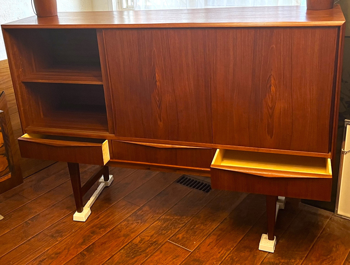 REFINISHED Danish Mid Century Modern Teak Highboard by EW Bach 65.5"