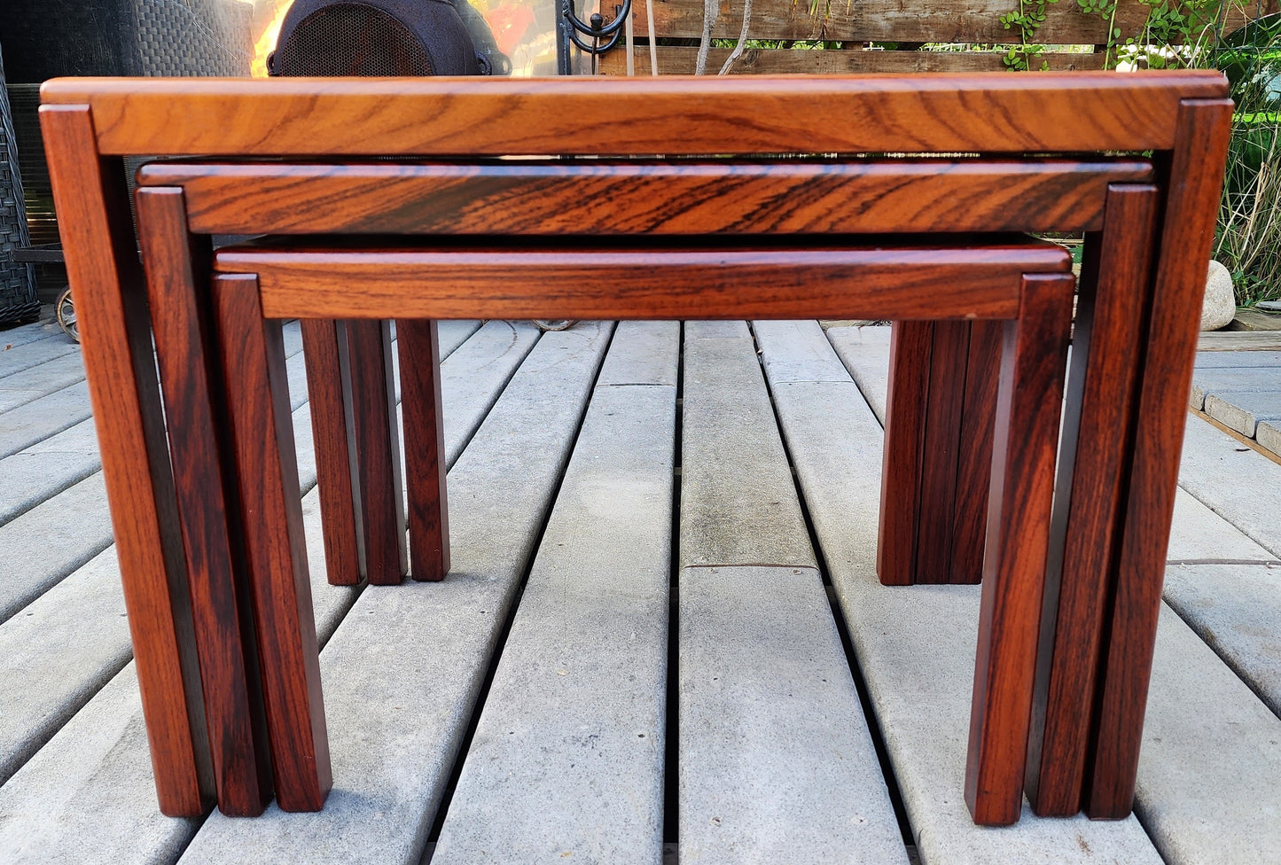 RESTORED Danish Mid Century Modern Rosewood Nesting Tables, Set of 3, model 387
