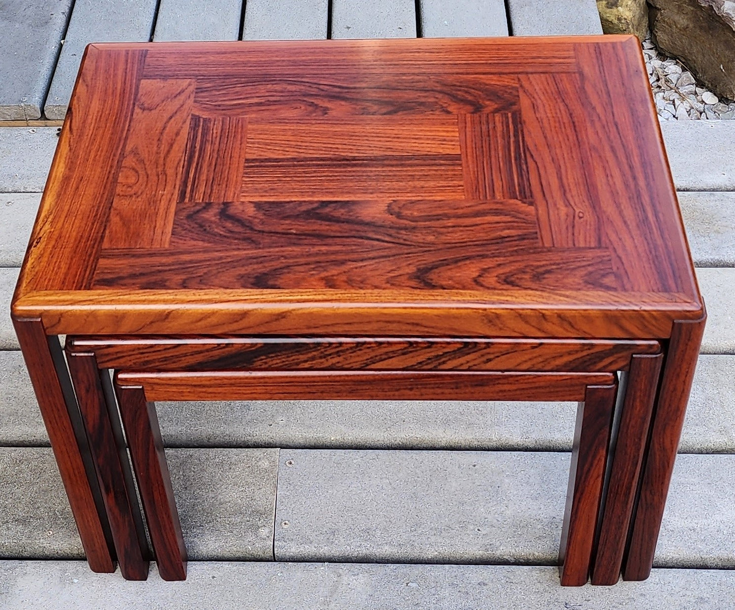 RESTORED Danish Mid Century Modern Rosewood Nesting Tables, Set of 3, model 387