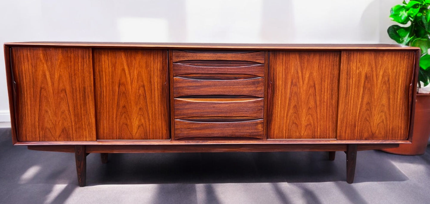 REFINISHED Danish Mid Century Modern Rosewood Sideboard by A.Vodder for Dyrlund 86.5"