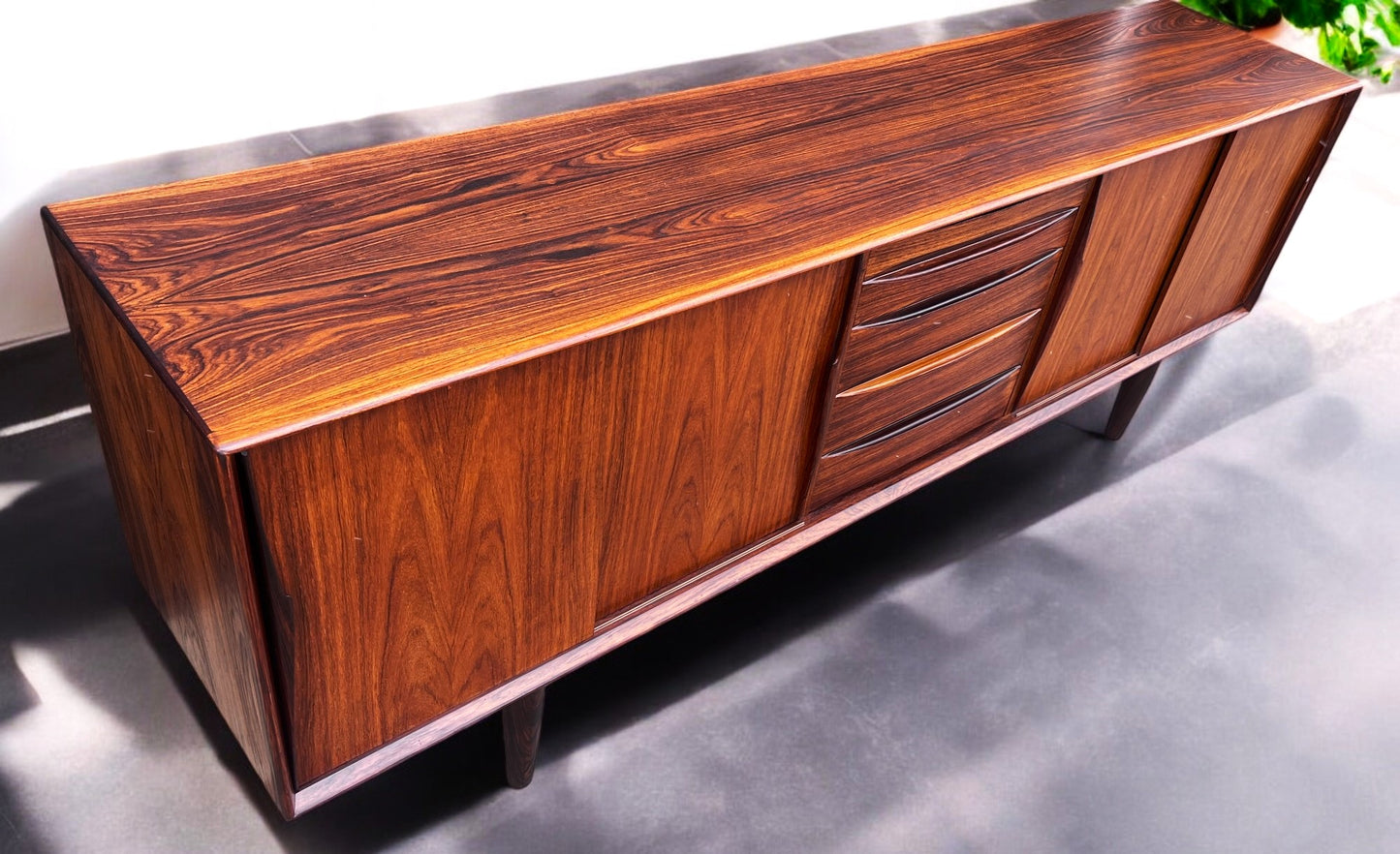 REFINISHED Danish Mid Century Modern Rosewood Sideboard by A.Vodder for Dyrlund 86.5"