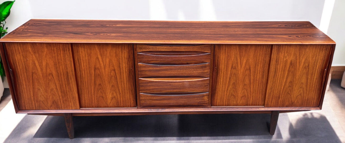 REFINISHED Danish Mid Century Modern Rosewood Sideboard by A.Vodder for Dyrlund 86.5"