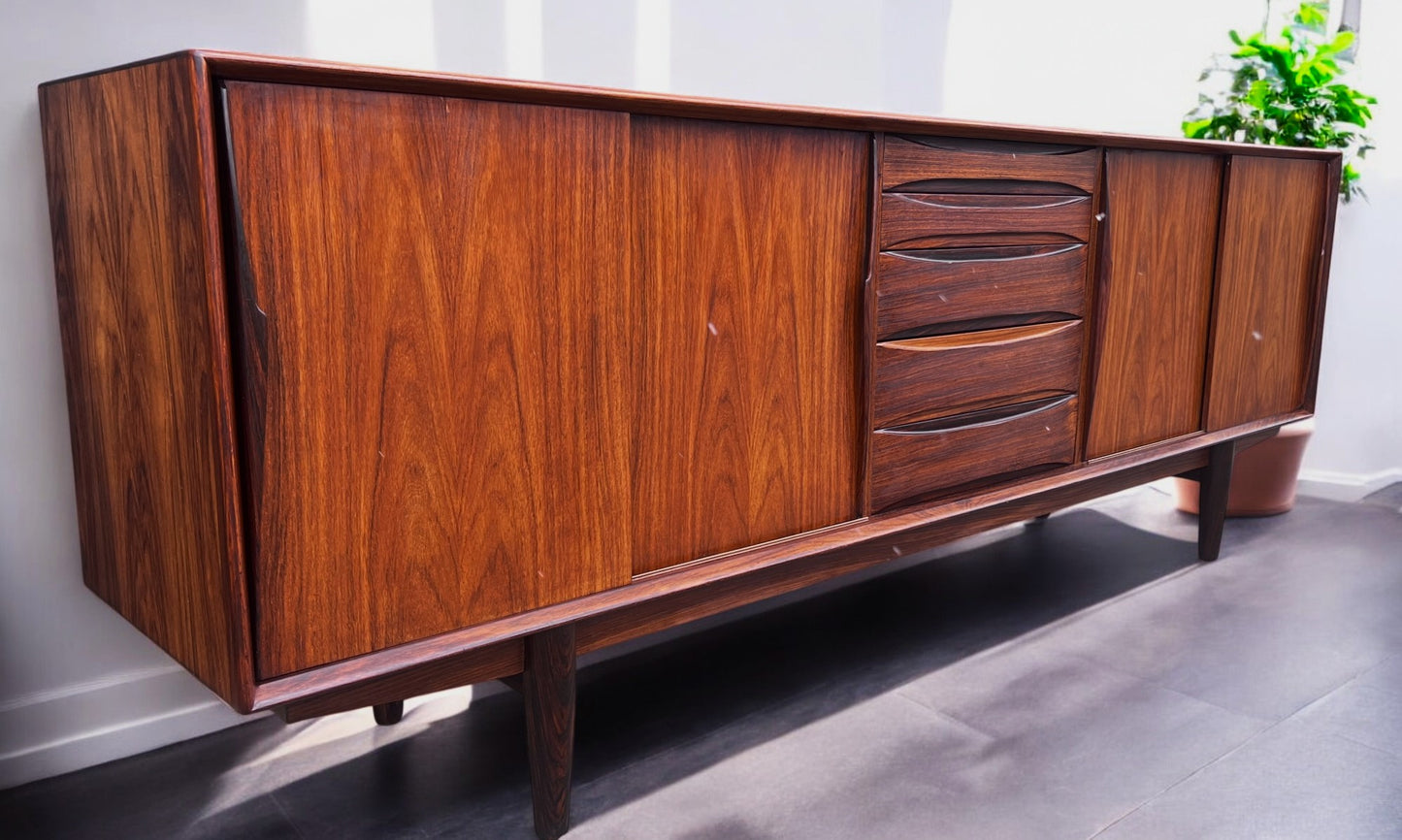 REFINISHED Danish Mid Century Modern Rosewood Sideboard by A.Vodder for Dyrlund 86.5"