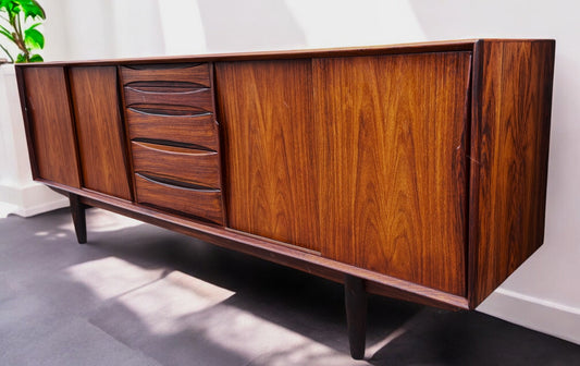 REFINISHED Danish Mid Century Modern Rosewood Sideboard by A.Vodder for Dyrlund 86.5"