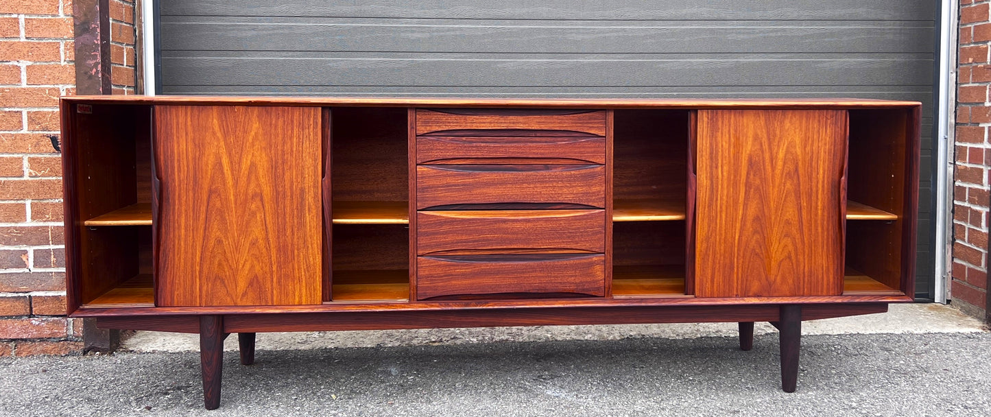REFINISHED Danish Mid Century Modern Rosewood Sideboard by A.Vodder for Dyrlund 86.5"