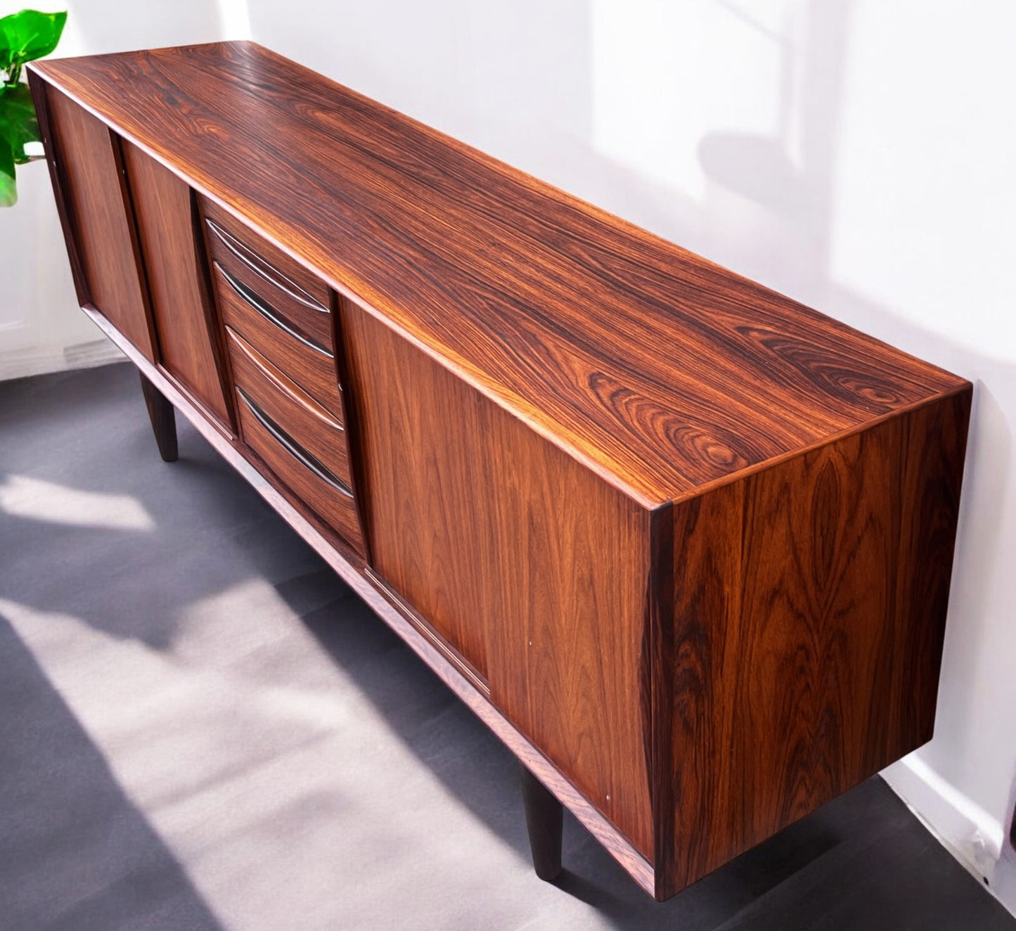 REFINISHED Danish Mid Century Modern Rosewood Sideboard by A.Vodder for Dyrlund 86.5"