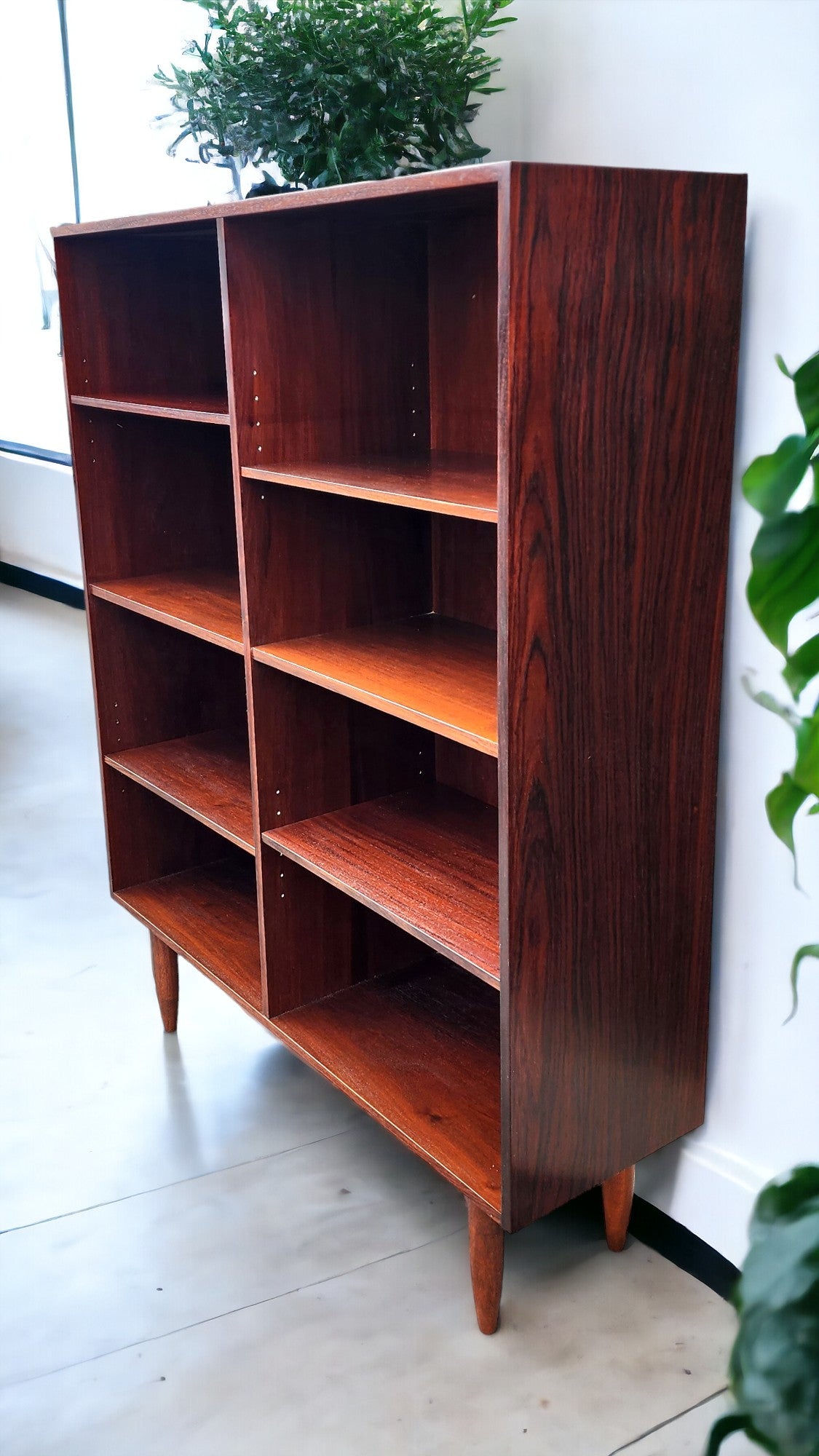 RESTORED Danish Mid Century Modern Rosewood Bookcase, 43"