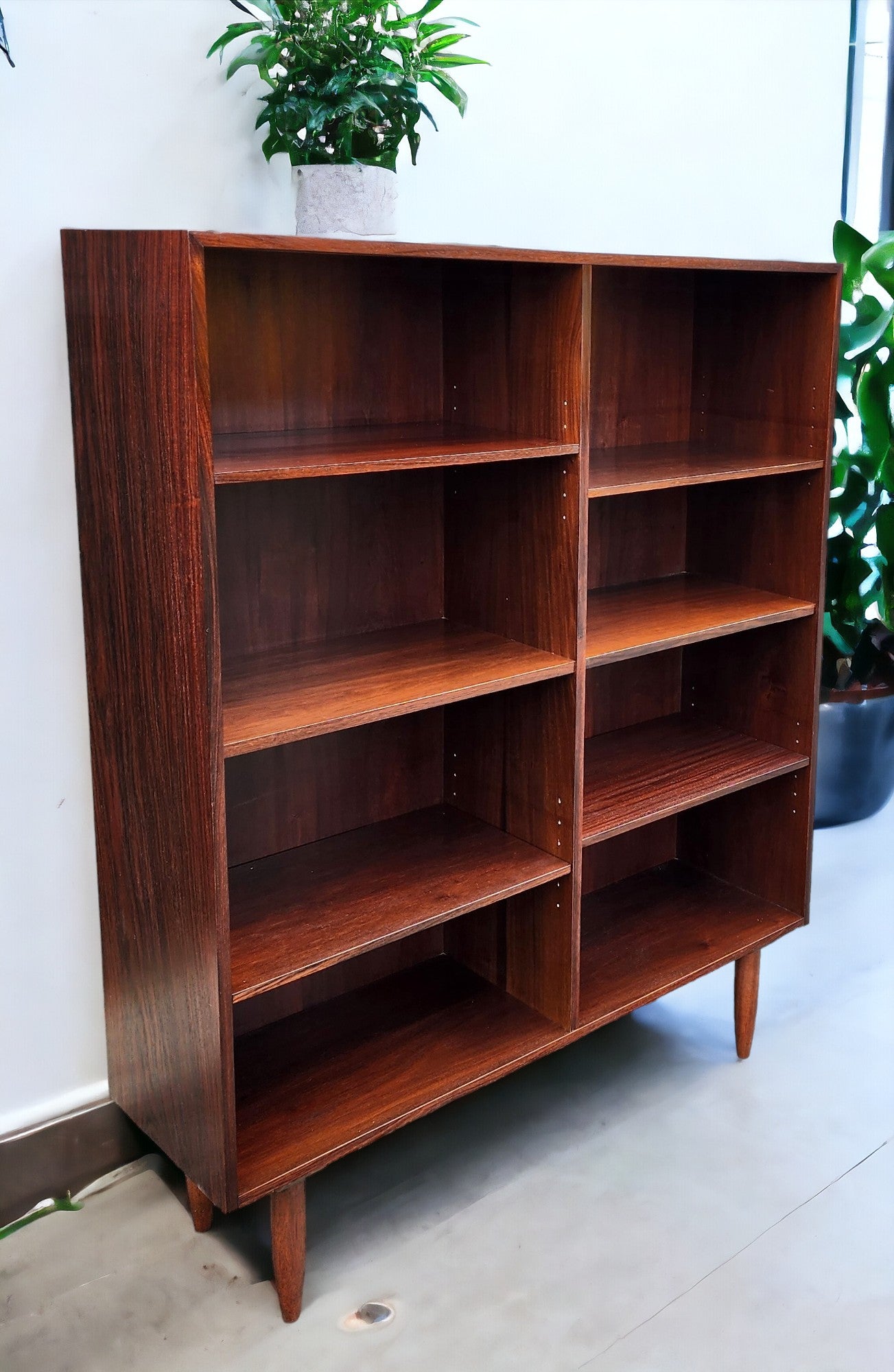 RESTORED Danish Mid Century Modern Rosewood Bookcase, 43"