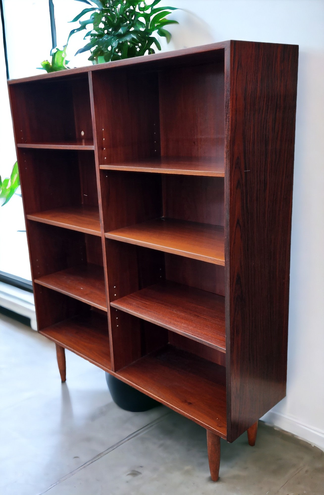 RESTORED Danish Mid Century Modern Rosewood Bookcase, 43"