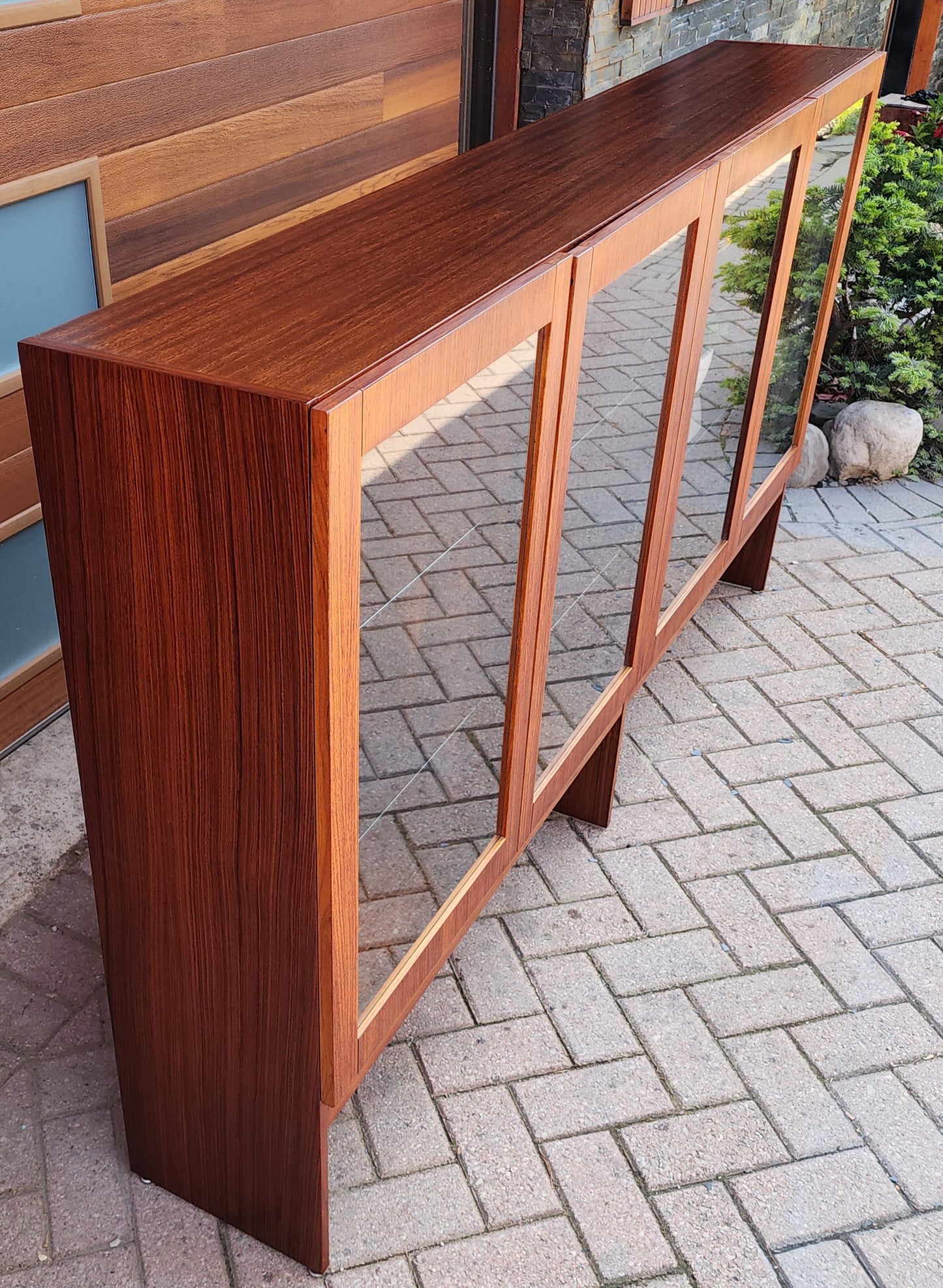 RESTORED Danish Mid Century Modern Rosewood Bookcase Display w Lighting