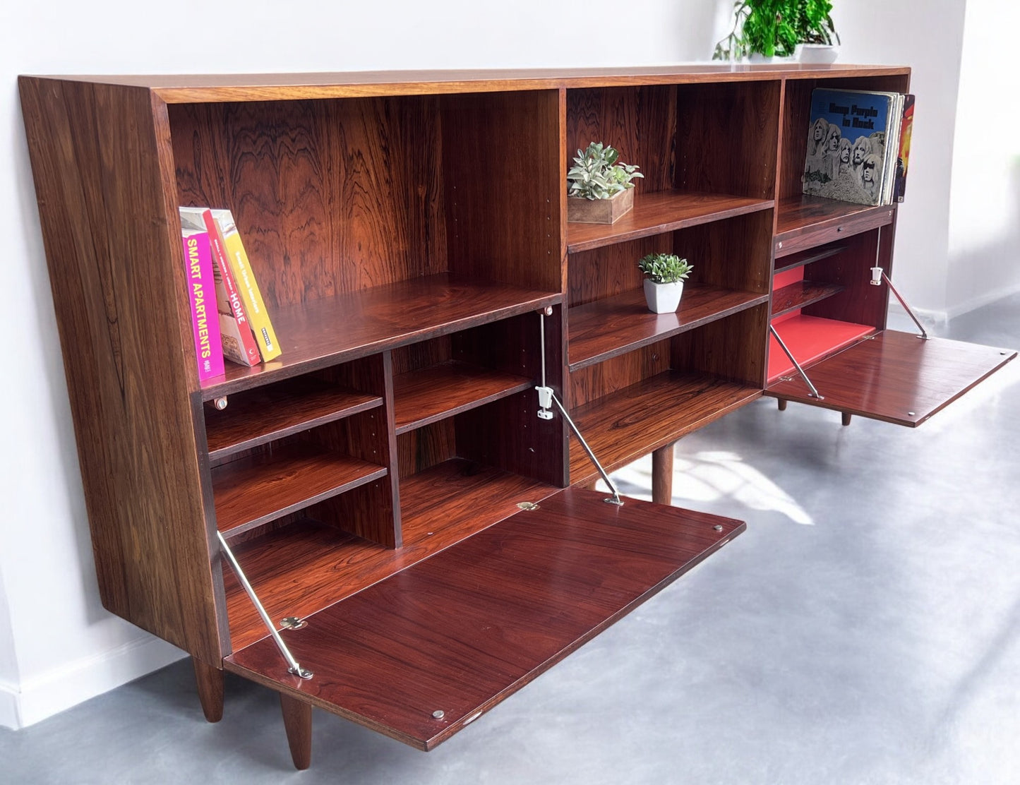 RESTORED Danish Mid Century Modern Rosewood Cabinet 94"