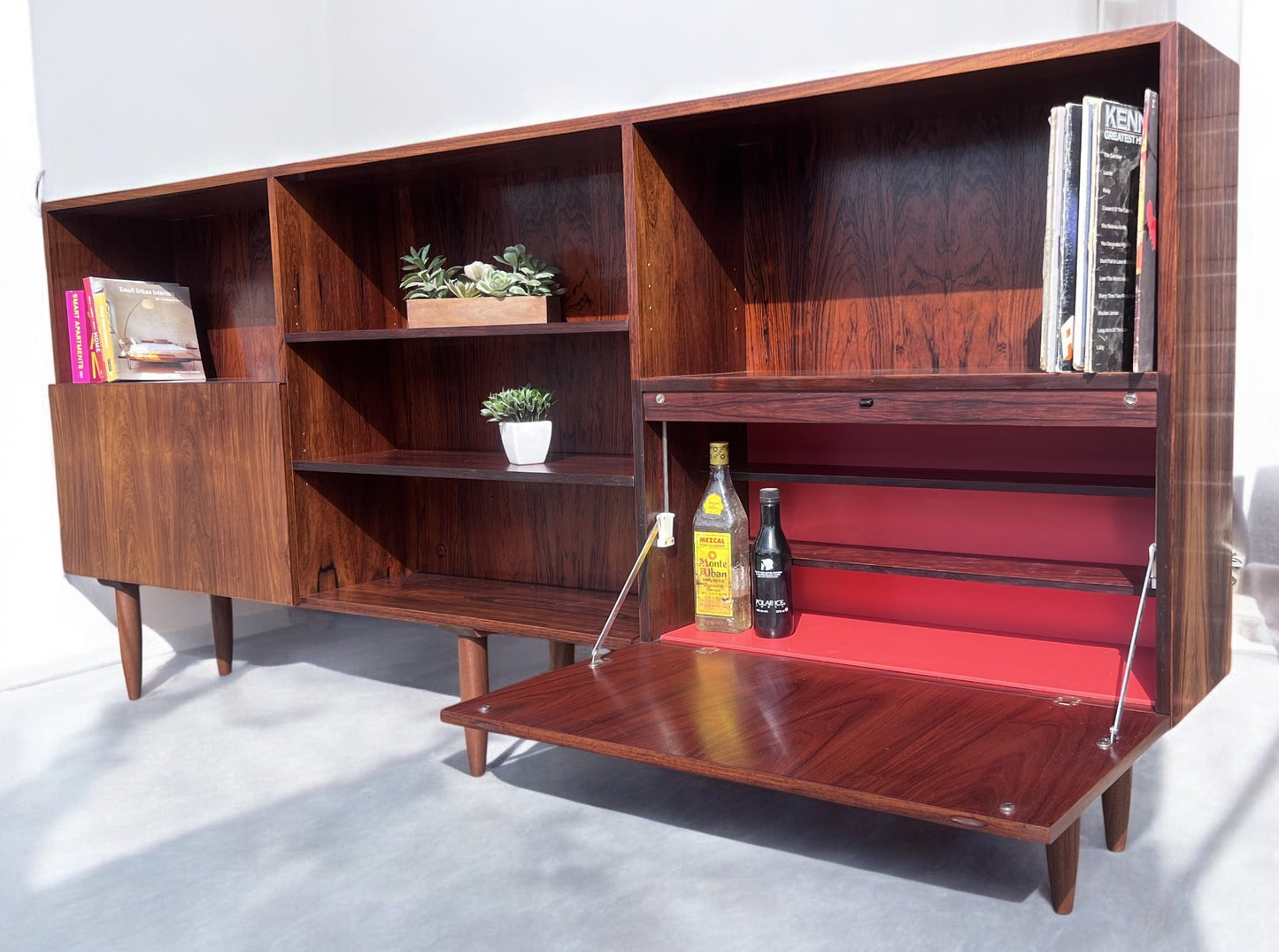RESTORED Danish Mid Century Modern Rosewood Cabinet 94"