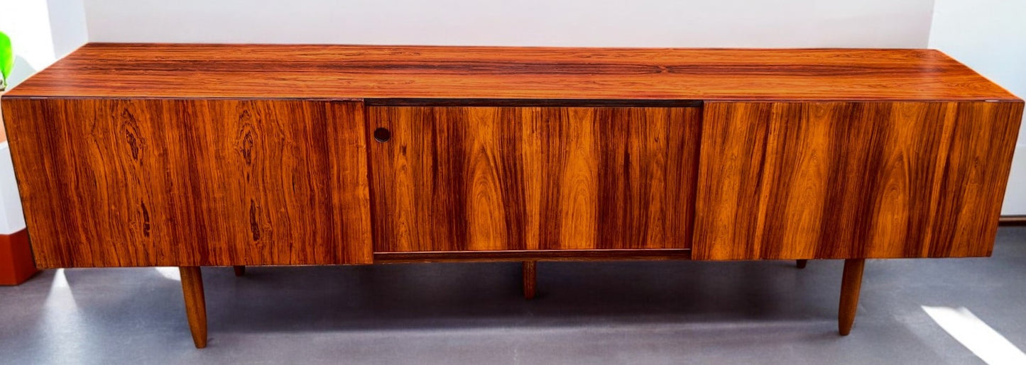 REFINISHED Danish Mid Century Modern Rosewood Credenza 94" Low