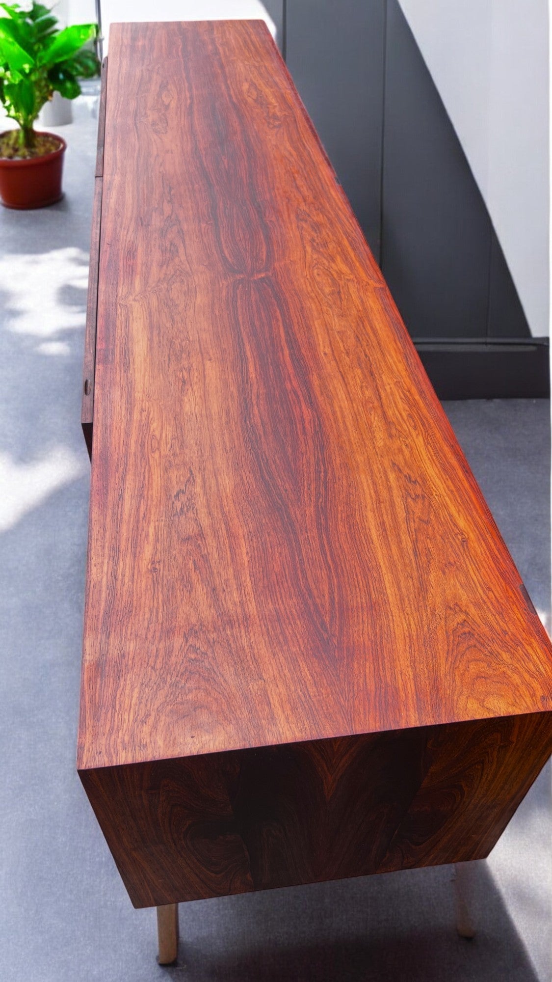 REFINISHED Danish Mid Century Modern Rosewood Credenza 94" Low