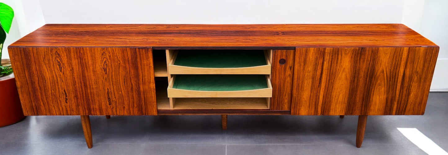 REFINISHED Danish Mid Century Modern Rosewood Credenza 94" Low