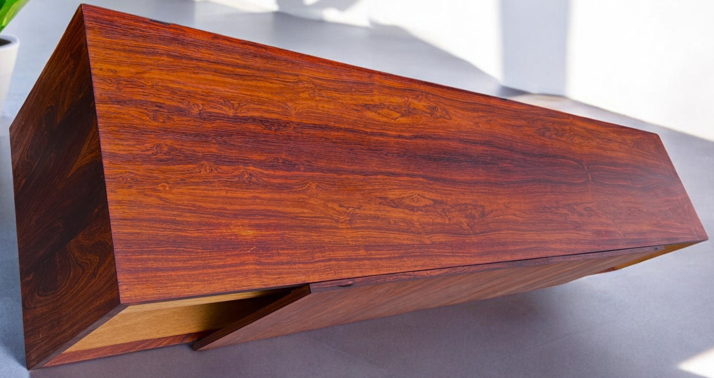 REFINISHED Danish Mid Century Modern Rosewood Credenza 94" Low