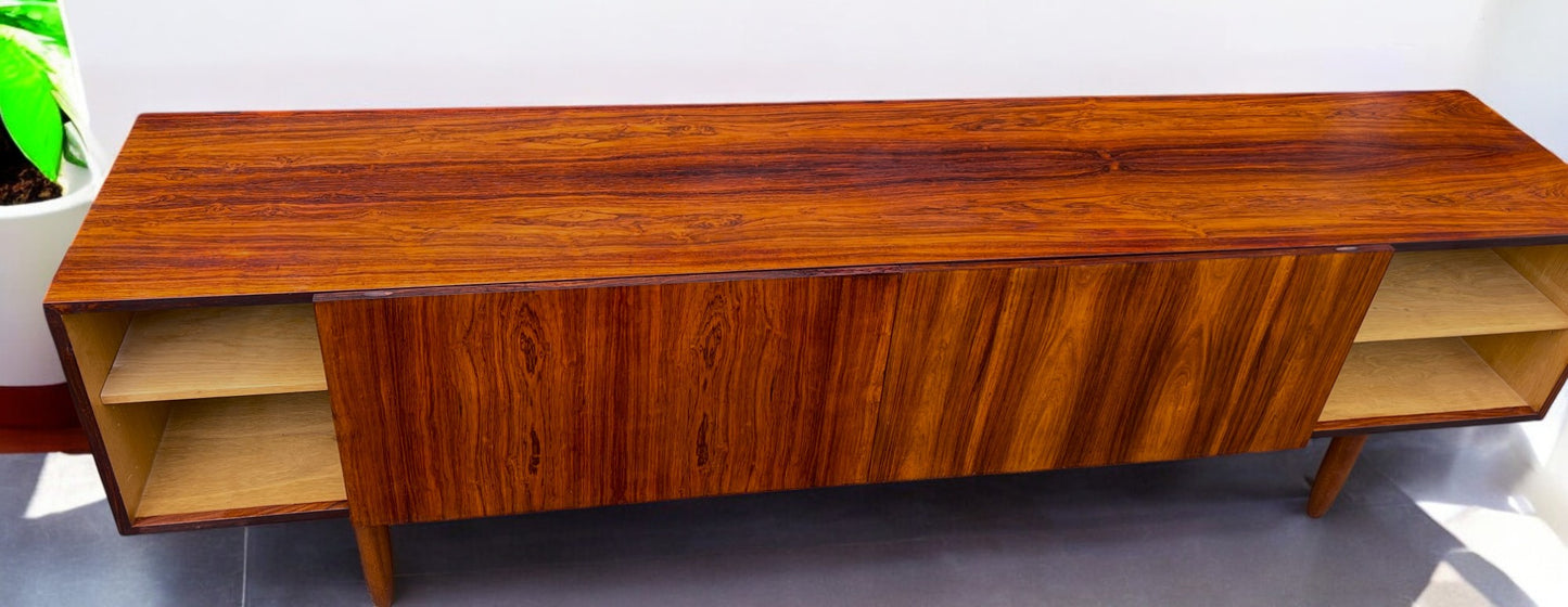 REFINISHED Danish Mid Century Modern Rosewood Credenza 94" Low