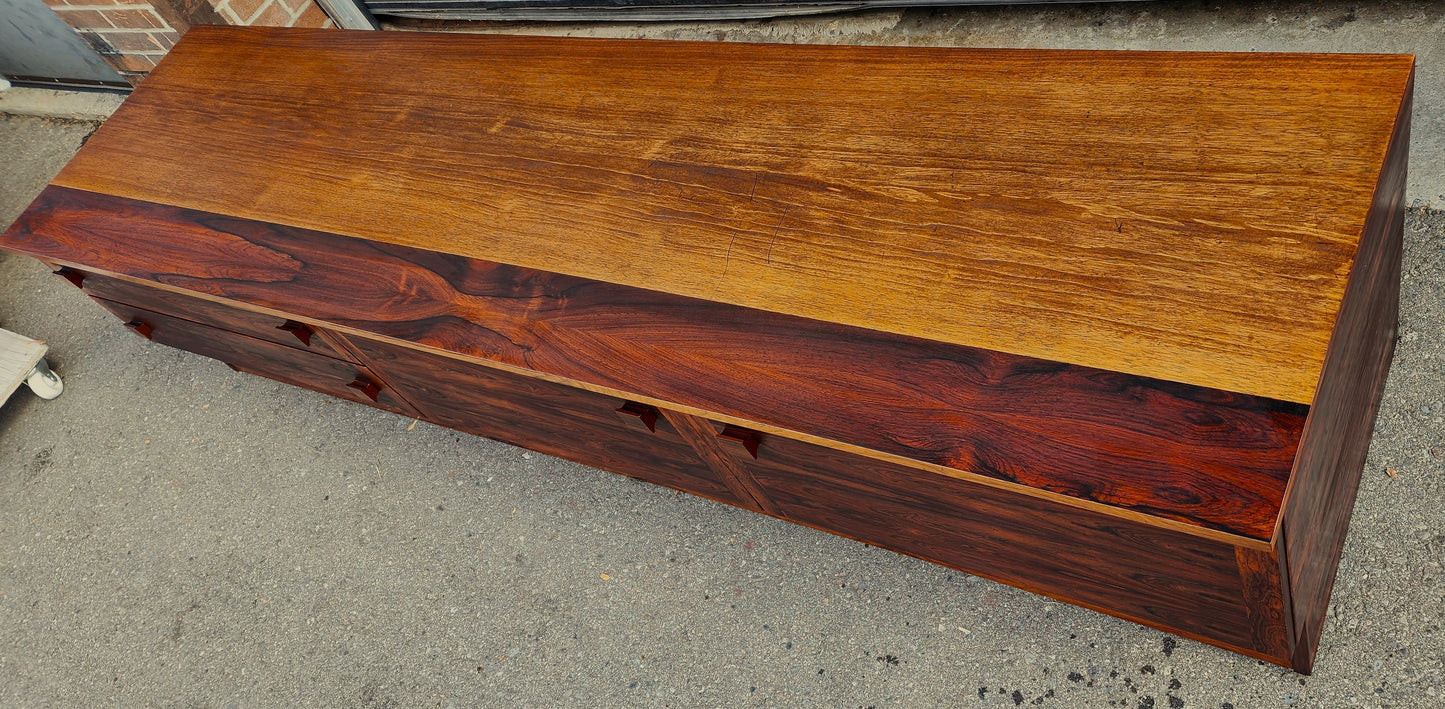 REFINISHED Danish Mid Century Modern Rosewood Console 87" wide & low