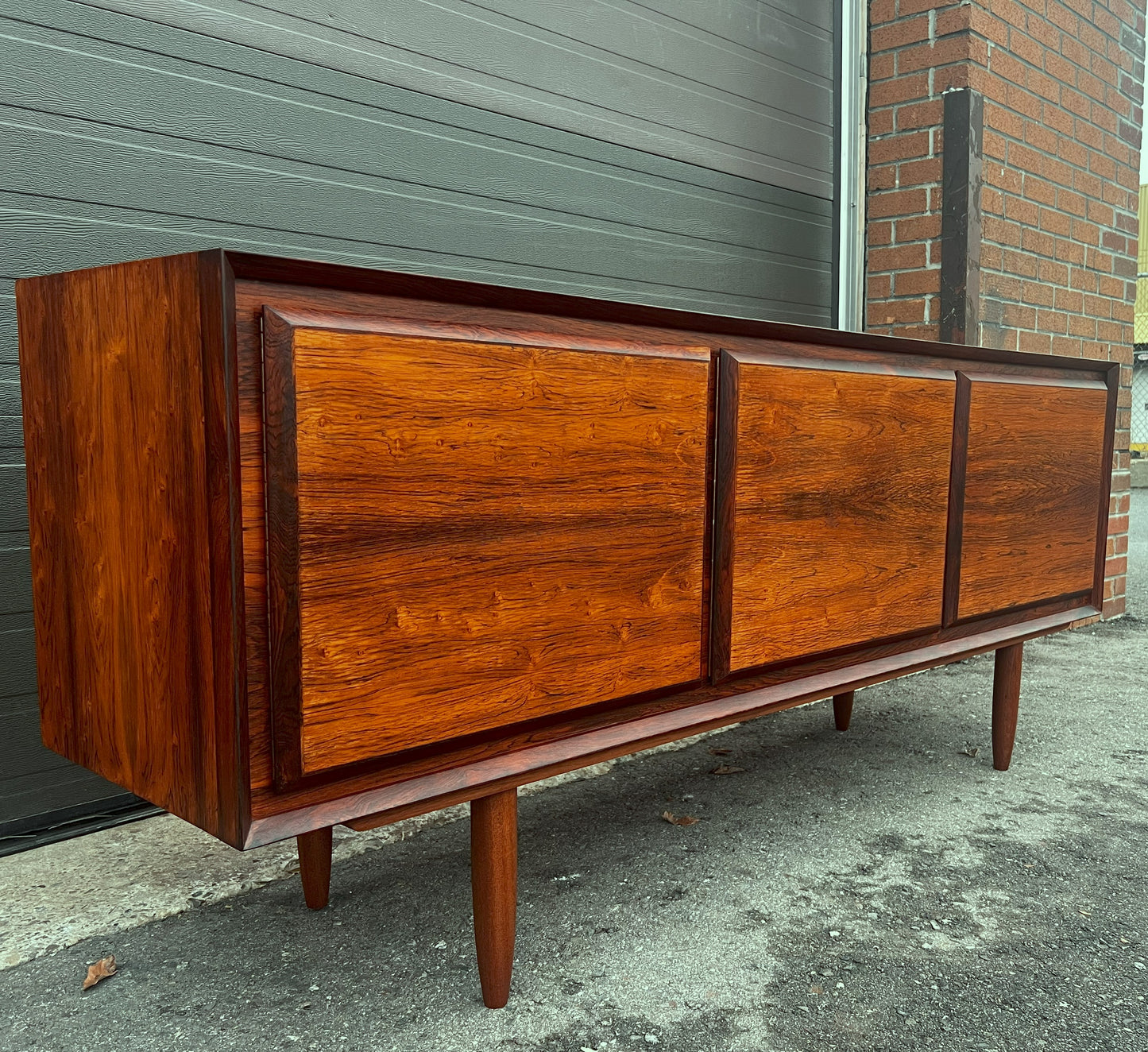 REFINISHED Danish Mid Century Modern Brazilian Rosewood Credenza 72"