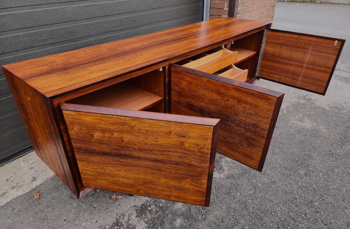 REFINISHED Danish Mid Century Modern Brazilian Rosewood Credenza 72"