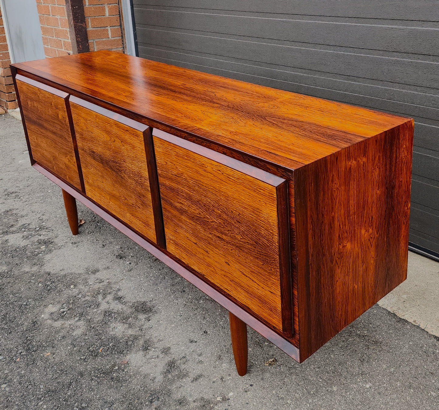 REFINISHED Danish Mid Century Modern Brazilian Rosewood Credenza 72"