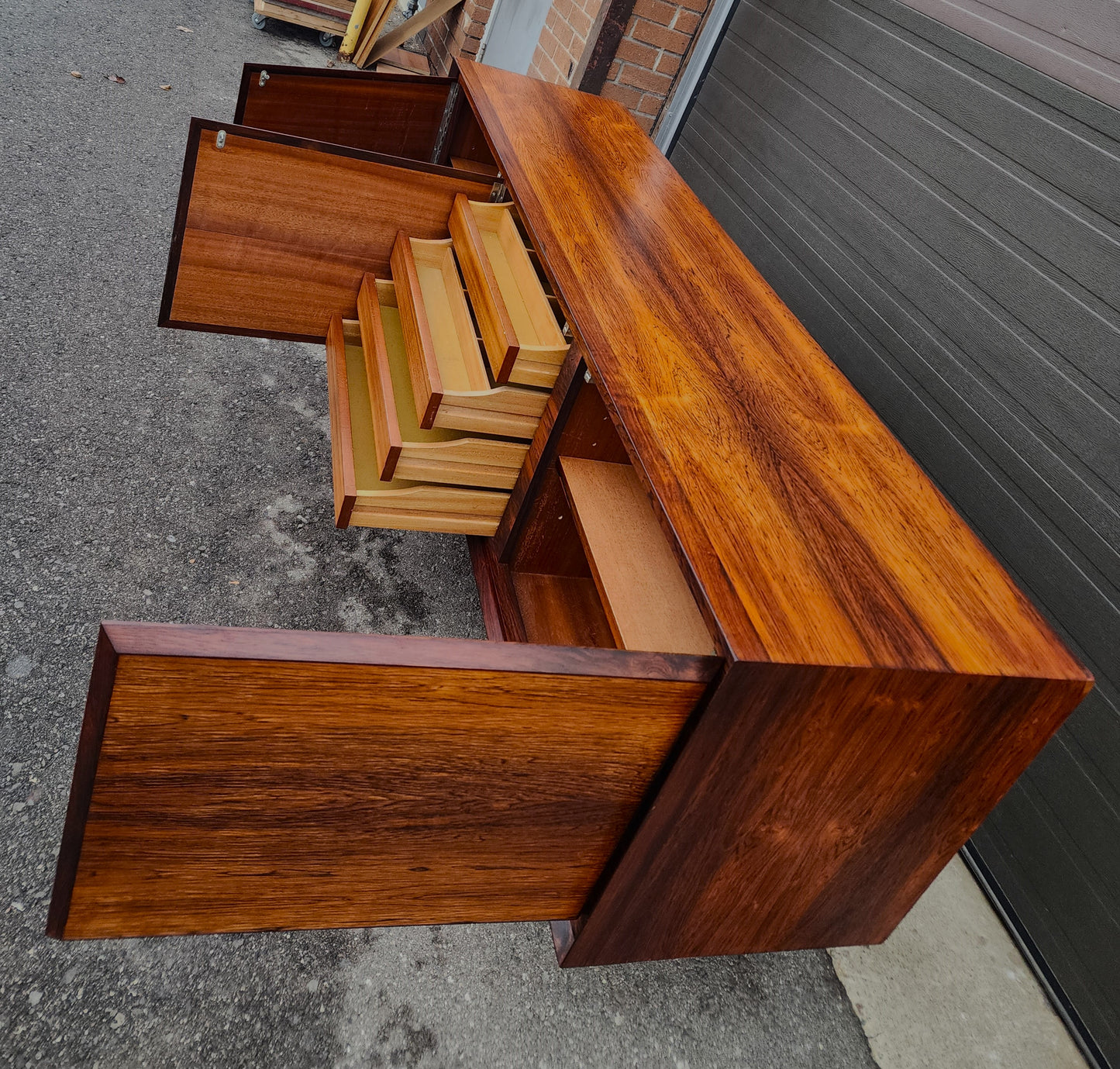 REFINISHED Danish Mid Century Modern Brazilian Rosewood Credenza 72"