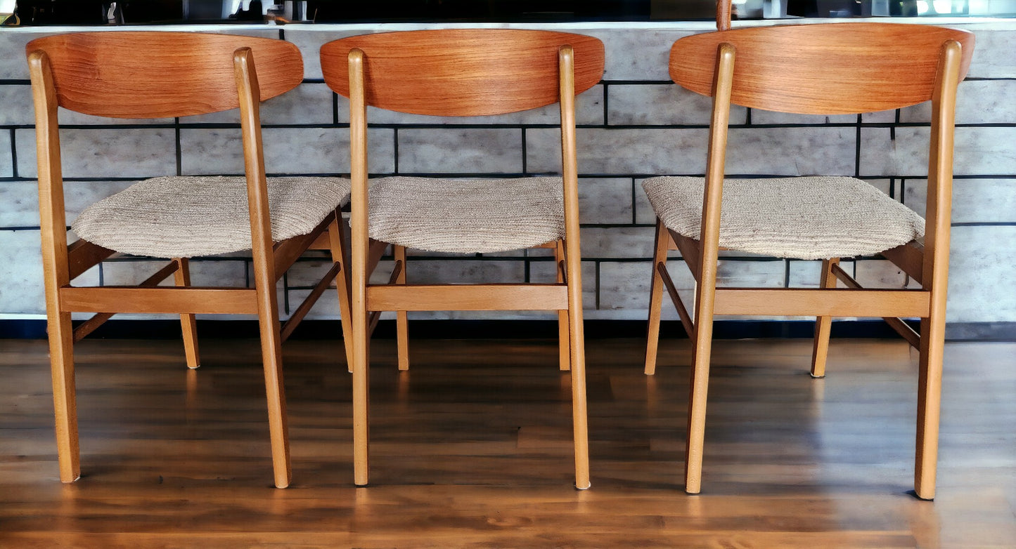 5 RESTORED Danish Mid Century Modern Teak & Beech Chairs REUPHOLSTERED